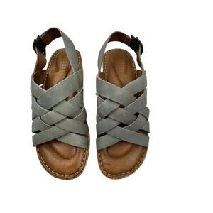 Born Laila Leather Strappy Wedge Cork Comfort Sandals Women's Size 6